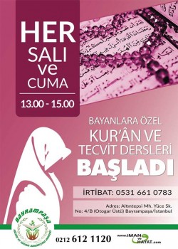 Bayanlara Özel Kuran ve Tecvid Dersleri Başladı